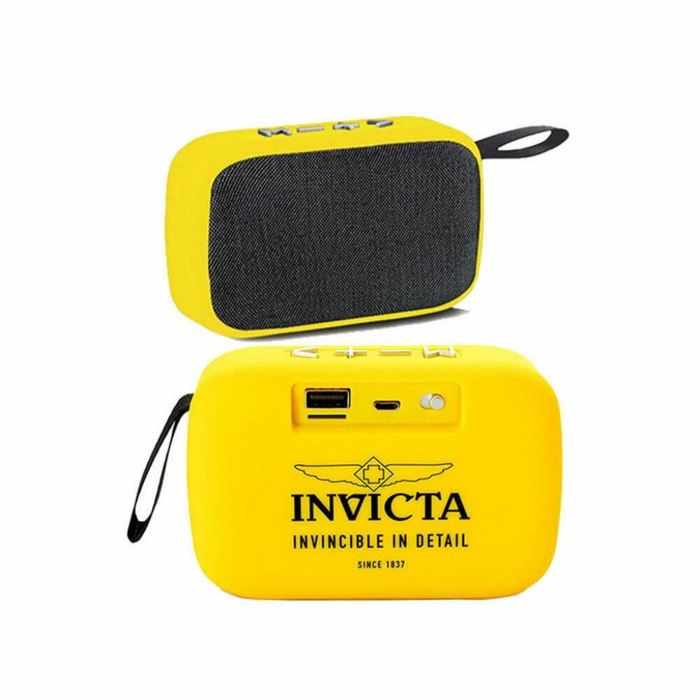NEW Invicta Portable Bluetooth Wireless Speaker With FM Radio Yellow Color